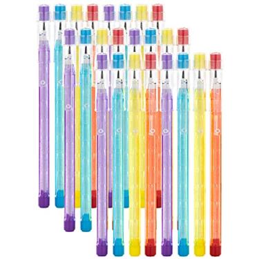 Imagem de Lápis empilháveis em deslumbrantes lápis translúcidos multipontos, com borrachas combinando, lápis de grafite de ponto empilhável, em vermelho, azul, roxo e verde, 3 pacotes de 8 lápis (24 peças) – Até Enday