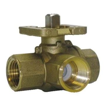 Imagem de Modelo VG1841BL Válvula esférica NPT com acabamento em latão banhado a três vias com modelo VA9203-BGA-2 Porta A Retorno de mola fechada com atuador elétrico sem interruptor