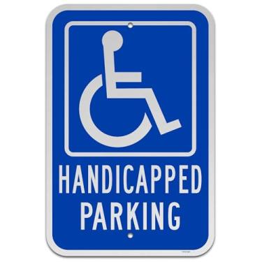 Imagem de Brimar - Placa de estacionamento para deficientes de 30 x 45 cm - Alumínio refletivo de grau de engenharia - fácil instalação - Identificação clara para vagas de estacionamento acessíveis