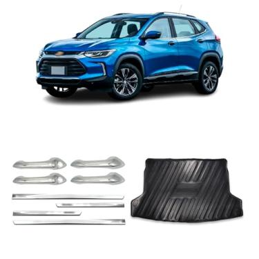 Imagem de Kit para Adaptável Para Tracker 2020 2021 2022 2023 Aplique Maçaneta 4 Portas C/2 Keyless Protetor de Porta-Malas Friso Lateral da Porta Slim.