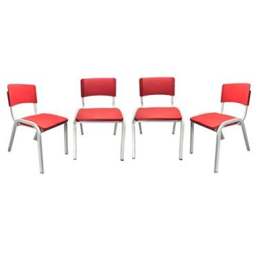 Imagem de Kit 4 Cadeiras Iso Infantil Vermelho Brinquedoteca Escola Creche Empil