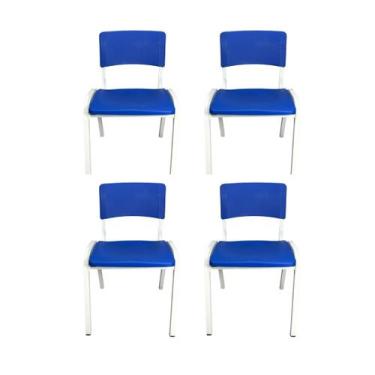 Imagem de Kit 4 Cadeira Iso Infantil Azul Escolar e Creche  - ECOMHOME