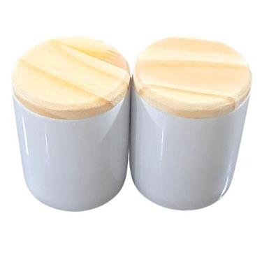 Imagem de Kit 2 Potes Uso Geral 200ml - Potes Porcelana Tampa Pinus - Antilope D