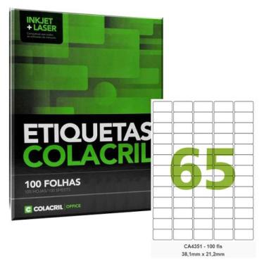 Imagem de Etiqueta Adesiva A4 CA4351 38,1 x 21,2 mm 100 Folhas Colacri - ColaCri