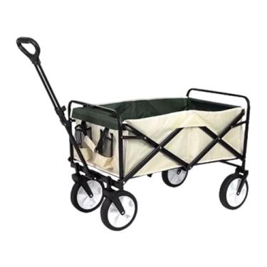 Imagem de carroça Carrinho de vagão oxford com rodas dobrável, grande capacidade, acampamento, jardim, utilitário, vagão de mercearia com alça ajustável de mesa dobrável