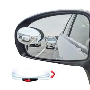 Imagem de Espelho de ponto cego oval, bastão de vidro HD sem moldura em espelho retrovisor convexo amplo angular ajustável para ponto cego de carro, pacote de 2