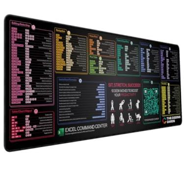 Imagem de Mouse pad grande estendido com teclas de atalho Excel – Tapete de folha de dicas XL resistente à água para Mac e PC com atalhos rápidos de planilha e código QR para mais dicas