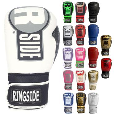 Imagem de Ringside Apex Bag Gloves, IMF-Tech Luvas de boxe com suporte de pulso seguro, luvas de boxe sintéticas para homens e mulheres, brancas e pretas, P/M