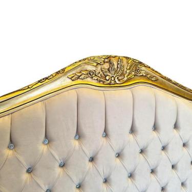 Imagem de Cabeceira Casal Isabelle em Madeira Entalhada Luís XV em veludo Inca T