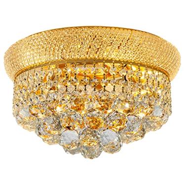 Imagem de chandiry Lustre De Cristal Embutido De 5 Luzes, Luminária De Teto Para Sala De Estar, Sala De Jantar, Quarto, Hall De Entrada, Corredor, Closet, Banheiro (Dourado D14)