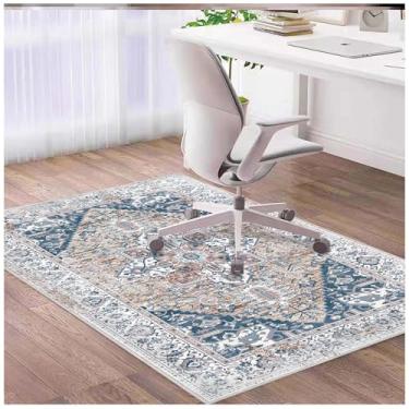 Imagem de Fuzorise Tapete de cadeira de escritório para piso de madeira, tapete de cadeira de mesa para cadeiras de rodas, tapete de cadeira de jogos de computador retangular para escritório, protetor de piso