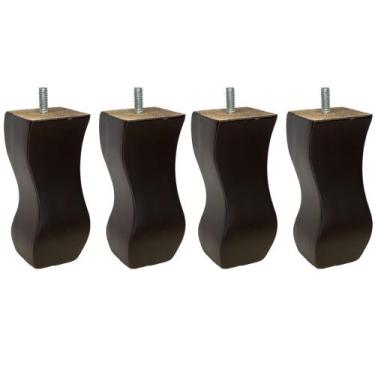 Imagem de Kit 04 Pés de Madeira Torneados Provençal V01 Luis Xv Tabaco 13 cm Móv