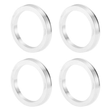 Imagem de INFINAUTO Anéis centralizados no cubo da roda do carro OD 71,1 mm para ID 57,1 mm eixo central de rodas amortecedores Hubrings liga de alumínio tom prata durável