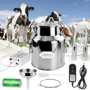 Imagem de Srora Máquina De Ordenha De Vaca 14L, Bateria Recarregável, Pulso Ajustável, Vácuo, Máquina De Ordenha Elétrica De Vaca, Máquina De Ordenha Portátil, Ajuste De Pulsação Individual, Proteção De Úbere