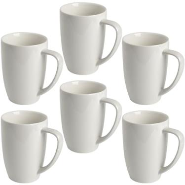 Imagem de homEdge Conjunto de canecas de porcelana, copo de 340 g para chá, latte, mocha, chocolate quente, conjunto de 6, branco