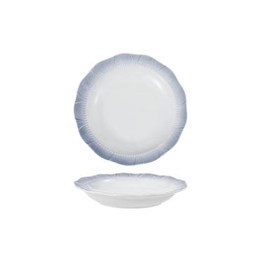 Imagem de Conjunto de tigela e prato com padrão de renda criativo e personalizado, disco de tigela de sopa de cerâmica de arroz simples para casa - disco de renda de 20 cm