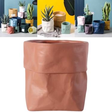 Imagem de Boxonly Vaso de plantas de interior, vaso de cerâmica de 10 cm (pequeno) com orifício de drenagem e almofada de malha – Vaso de flores decorativo moderno com pires anexados, perfeito para casa e