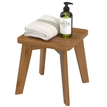 Imagem de Banqueta de degrau cozinha, banheiro, quarto para crianças e adultos, banco de descanso para os pés de madeira de bambu resistente, um banquinho pequeno, 25,4 cm