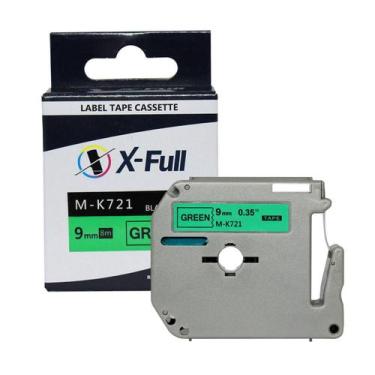 Imagem de Fita para rotulador M-k721 9mmX8m Preto/Verde Compativel - XFULL - X-f