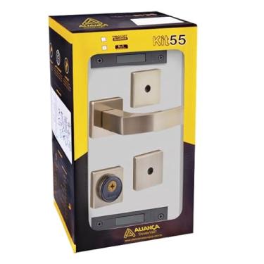 Imagem de Fechadura tetra quadratta curva 3x1 roseta 55mm latonado Aliança