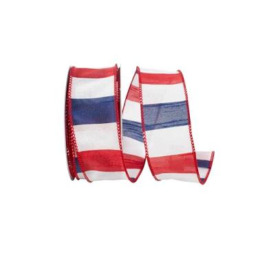 Imagem de Reliant Ribbon Fita com fio American Dupioni Bar, vermelho/branco/azul