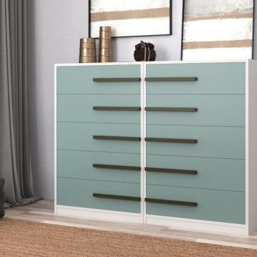 Imagem de Conjunto 2 Cômodas 5 Gavetas 60cm Violeta Espresso Móveis Branco/Grey