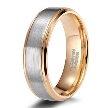 Imagem de Shuremaster aliança de casamento de carboneto de tungstênio de 6 mm 8 mm para homens e mulheres borda de degrau preta/prata gravada I Love You ajuste confortável 4-15