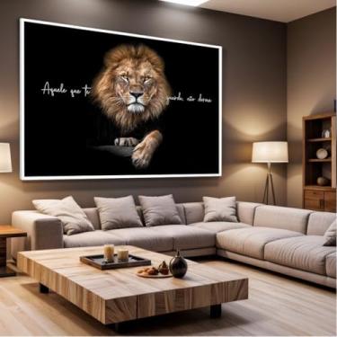 Imagem de Quadro Decorativo com Moldura Sala 40x60 Leão Aquele que te Guarda Salmos Luxo Grande Horizontal