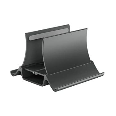 Imagem de Suporte para Laptop, Salvamento de Espaço Organizador de Mesa Vertical Laptop Stand Laptop Titular Notebook Stand Stand Stand Titular para Escritório Em Casa (Preto)