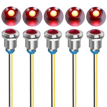 Imagem de Luz indicadora LED de metal construída 12mm AC 110V-220V (vermelha) - 