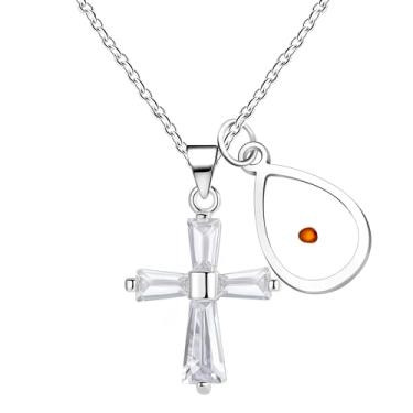 Imagem de Mayfaith Colar de cruz de zircão brilhante moderno europeu e americano, colar de fé de semente de mostarda masculino e feminino, um presente para si mesmo, família e amigos próximos YA938, Adjustable,