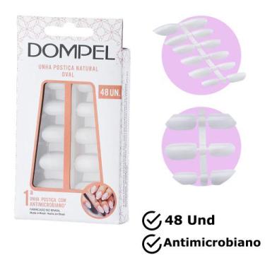 Imagem de 48un Unha Postiça Realista Natural Manicure Oval Antimicrobiano Dompel