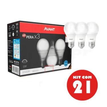 Imagem de Kit 21 Lâmpada Led 15w Bulbo Pêra 6500k E27 Luz Branca Avant