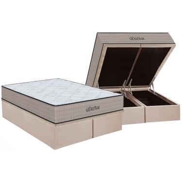 Imagem de Conjunto Box Baú King: Colchão Molas Orthoflex D45 Genova + Base crc Suede Clean (193x203)