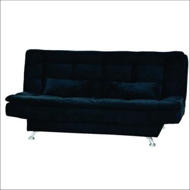 Imagem de Sofá Cama Matrix Salome Suede Amassado Com Almofadas Preto