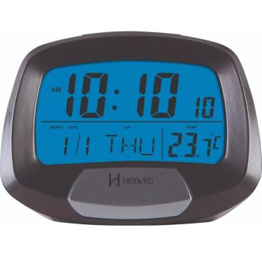 Imagem de Relógio Despertador Herweg 2977-071 Cinza Calendário Termômetro