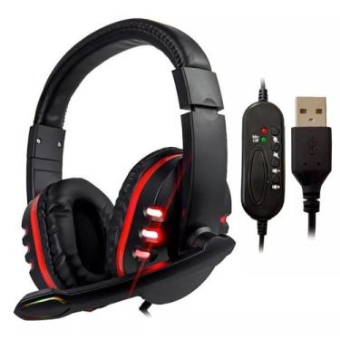 Imagem de Fone de Ouvido Headset C/ Fio Gamer RGB LED Microfone USB PC Computado