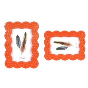 Imagem de DECOCIAGA Porta-retrato 10 x 15 cm, exiba imagens 10 x 6 com tapete, moldura de madeira com borda ondulada para pendurar na mesa e na parede, com acrílico transparente para exibição vertical ou