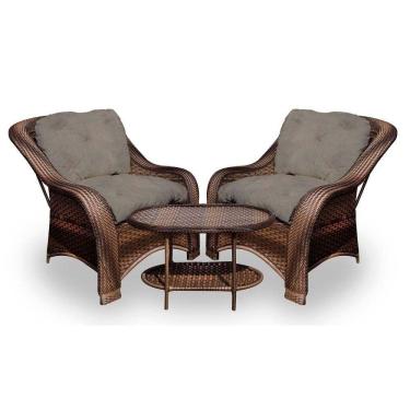 Imagem de Conjunto De Poltronas Fibra 2 Poltronas + 1 Mesa Centro