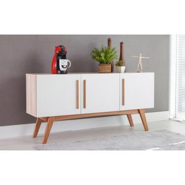 Imagem de Balcão Buffet Para Sala De Jantar Mdf Madeirado Pés Jatobá 3 Portas Br