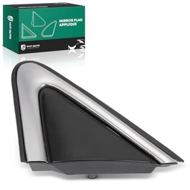 Imagem de YHTAUTO Painel de aplique da bandeira do espelho lateral do passageiro compatível com Nissan Sentra 2013-2015 L4 1,8L, acabamento triangular do espelho retrovisor lateral externo texturizado preto e