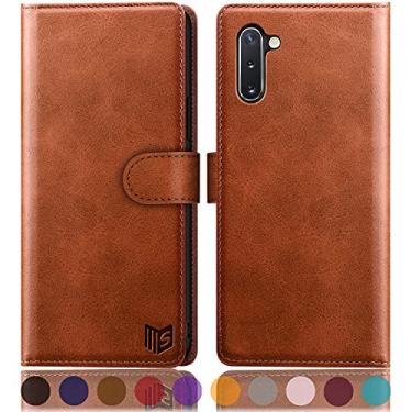 Imagem de SUANPOT Capa carteira para Samsung Galaxy Note 10 de 6,3 polegadas com bloqueio de RFID, porta-cartão de crédito, capa de telefone de couro PU flip book capa à prova de choque celular mulheres homens