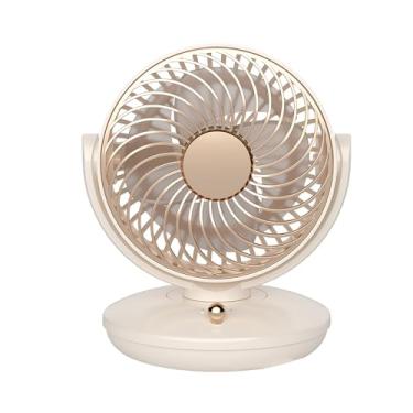 Imagem de Ventilador de mesa portátil, pequenos ventiladores oscilantes com vento de 3 velocidades, ajuste de direção do vento em vários ângulos, ventilador silencioso recarregável por USB adequado para viagens