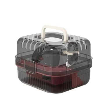 Imagem de WeiLaiKeQi CAGA de HAMSTER Caixa de transporte com alça Clear respirável portátil gaiola de estimação portátil com garrafa de água para ratos ratos de esquilo, Rosa