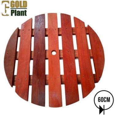 Imagem de Suporte  de madeira tratada para vasos 60cm redondo com rodas em Gel/S