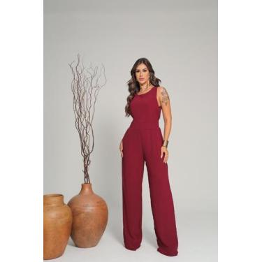 Imagem de Macacão Feminino Longo Regata Pantalona Com Bolsos Linha Premium Luxo 