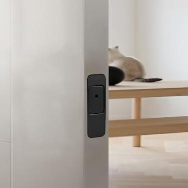 Imagem de Trava oculta magnética invisível, trava oculta de porta de madeira antifurto, fechadura silenciosa para porta mãe de porta dupla, fechadura automática silenciosa (preto)