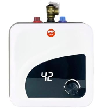 Imagem de FVSTR Aquecedor De Água Elétrico 120/240 V, Tanque Compacto Pequeno, Trailer De 2,7 Galões, 1,5 Kw, Cozinha, Bancada Instantânea Sob A Pia, 1 Peça De Mangueira De Água De Aço Inoxidável Fip De 16" D