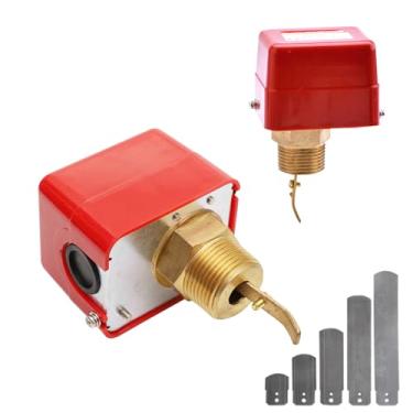 Imagem de Chave de Fluxo Fluxostato DN25, Rosca 1 Polegada, Palheta Inox, 100°C Máx, 5 Placas, Conector Latão