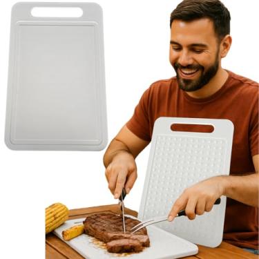 Imagem de Tábua de Cortar Carne com Amaciador Integrado Polipropileno Cor Branco 36x23 cm Resistente Leve e Fácil de Limpar Ideal para Churrasco e Cozinha do Dia a Dia